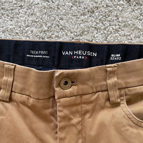 Men’s Khaki Van Heusen Flex Tech Pant Slim 32x32 - Picture 2 of 7